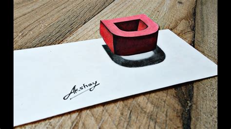 How To Draw 3d Floating Letter D 3D Trick Art On Paper 3d Letter