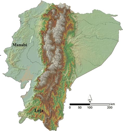Map Of Ecuador The Andes Mountains Cross The Ecuador From North To