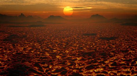 Download Wallpaper 1920x1080 Lava Landscape Sunset Volcanic Full Hd