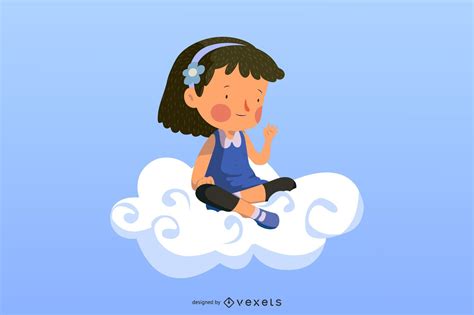 Colorful Swirling Cloud Girl Vector Download