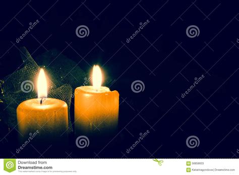 Two Burning Candles Stock Image Image Of Glow Atmosphere 56858603