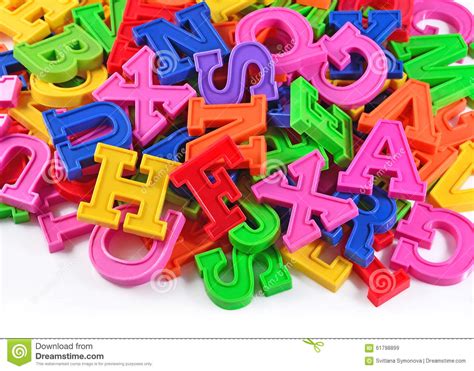 Colorful Plastic Alphabet Letters On A White Stock Image Image Of