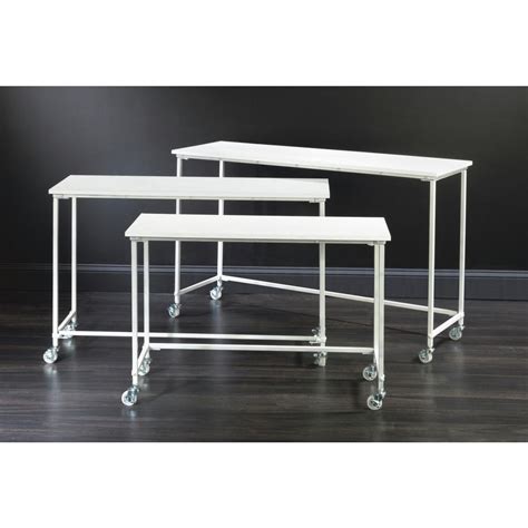 Tripar 3 Piece White Nesting Tables With Casters