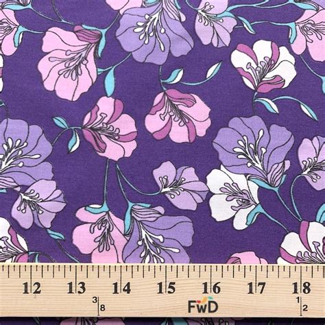 Madeline Purple Printed Fabric Cotton Polyester Broadcloth 60 Wide 4