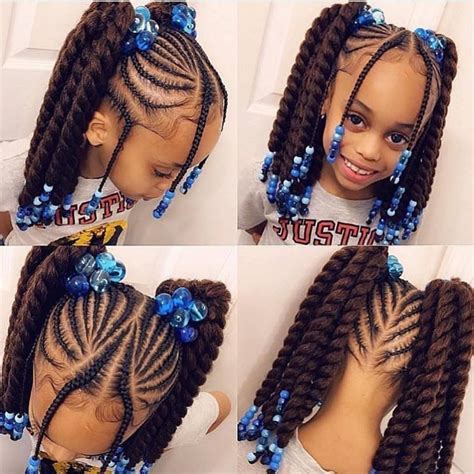 Make this classic natural style speak volumes by pinning a fresh twist out (instead of using tight bands). Braids for Kids - 50 Splendid Braid Styles for Girls - The Right Hairstyles - photo in 2020 ...