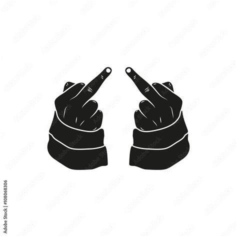 Hand Showing Middle Finger Up Fuck You Or Fuck Off Simple Black Minimal Icon On White
