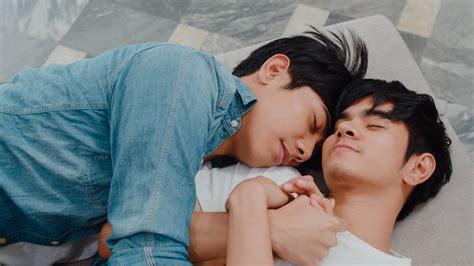 Young Asian Gay Couple Sleep Together At Home Teen Korean