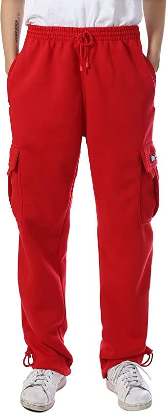 Jd Apparel Mens Fleece Cargo Sweatpants Heavyweight M 5xl Red