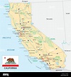 Mapa de carreteras de California con bandera Imagen Vector de stock - Alamy