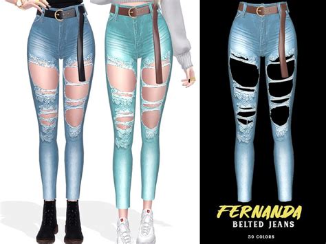 Fernanda Belted Jeans Grafity Cc Sims 4 Clothing Sims 4 Clothes