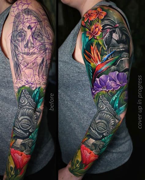 Cover Up Hawaiian Sleeve By Marek Pawlik An Tattoo Ideas