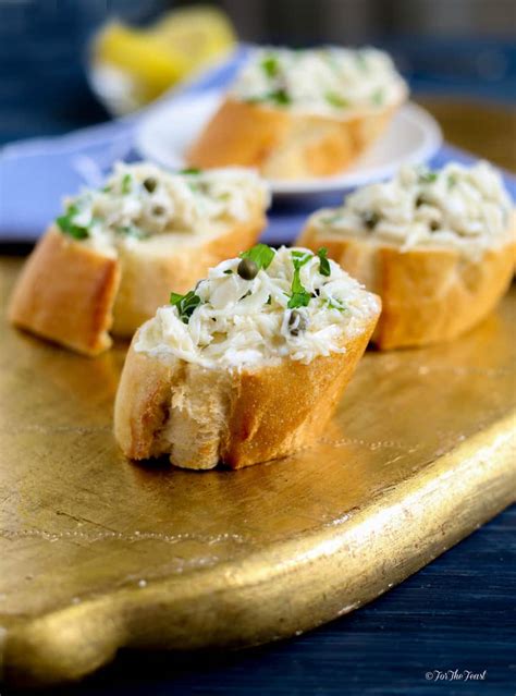 Crab Crostini Appetizer With Lemon And Capers