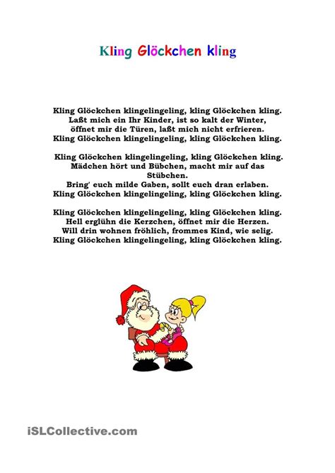 Die weihnachtsverse, die man kennt. Kling Glöckchen kling | Weihnachten im DaF/DaZ-Unterricht ...