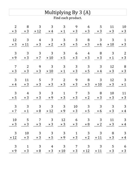 Worksheets multiplication timed test 100 problems worksheet 612792 | 100 math facts worksheets printable, source image: Multiply by 3 Worksheets | Activity Shelter