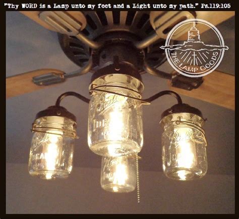 Ceiling fan w light kit glass shade 5 reversible blades polished brass 52 in. Mason Jar LIGHT KIT for Ceiling Fan with Vintage Pints ...
