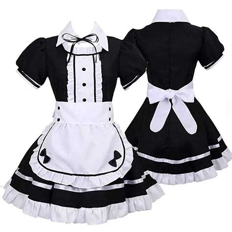 Women Maid Dress Short Sleeve Lolita Dress French Apron Maid Fancy Cos