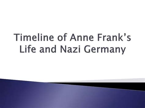 Ppt Timeline Of Anne Franks Life And Nazi Germany Powerpoint