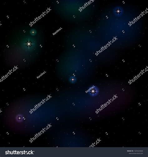 Starry Space Background Sparkling Stars Nebulae Stock Vector Royalty