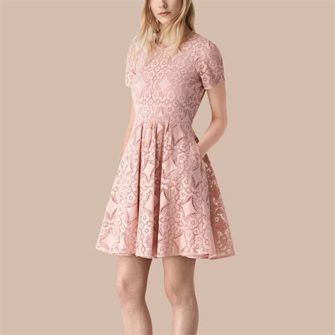 English Lace A Line Dress In Thistle Pink Women Burberry