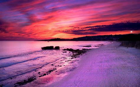 Purple Beach Sunset Wallpapers And Background Beautiful Best Available