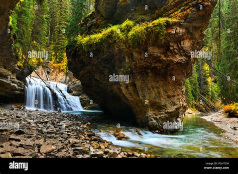 Johnston Canyon Falls In Banff National Park Canadian Rockies Alberta