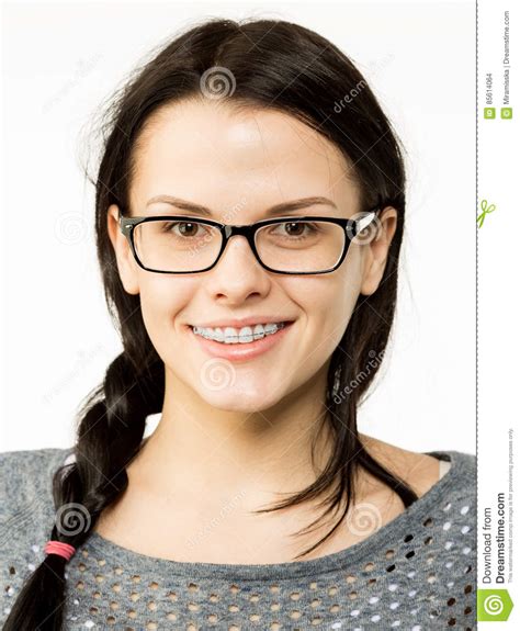 Young Student Girl In Nerd Glasses Stock Photography