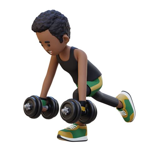 3d sportsman character performing dumbbell single leg deadlift left 26469854 png