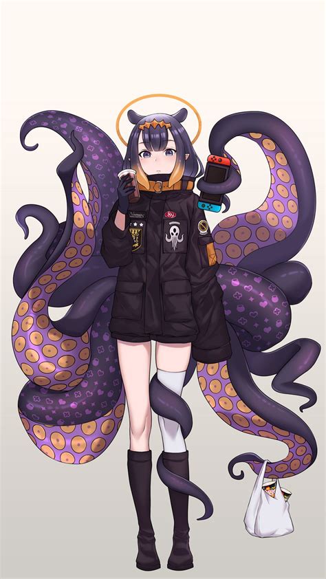 Ninomae Inanis Anime Octopus Girl Mobile Wallpaper Anime Character Design Anime Art
