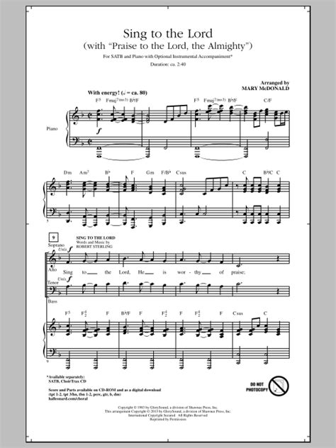 Praise To The Lord The Almighty Sheet Music Mary Mcdonald Satb Choir