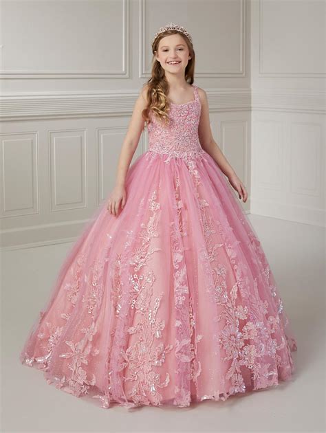French Novelty Tiffany Princess 13720 Girls Floral Lace Pageant Gown