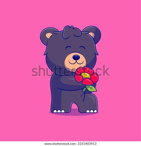 Cute Romantic American Black Bear Illustration Stock Vector Royalty Free 2215403913 Shutterstock
