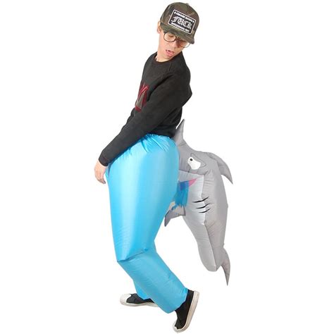 Inflatable Shark Bite Costume Adult Novelty Fancy Dress Postman Stag Shark Cosplay Costume For