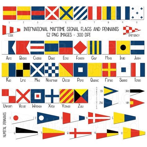 International Maritime Signal Flags And Pennants Clip Art Set Etsy