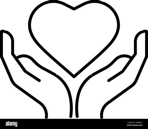 Charity Hands Heart Vector Icon On Transparent Background Outline