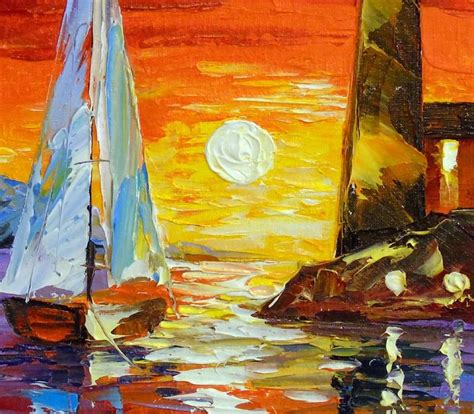 Sailboat And Lighthouse Painting By Olha Darchuk Saatchi Art