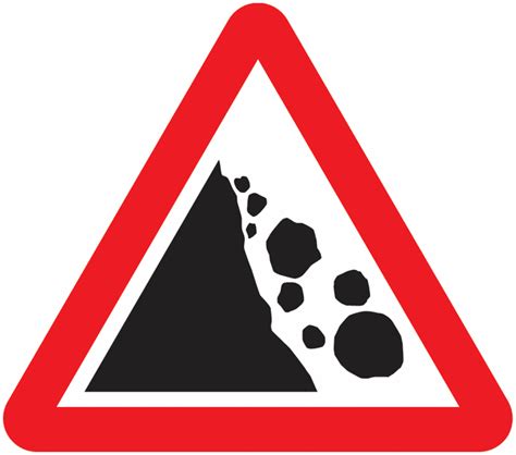 Traffic Signs Rocks Falling Right Seton