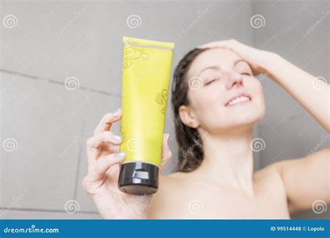 Woman In Shower Washing Hair With Shampoo Stock Photo Image Of Hair