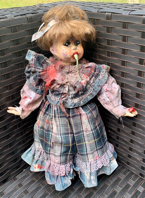 Ooak Creepy Horror Doll 14 School Girl Prarie Dress Etsy