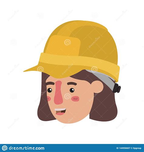 Builder Avatar Thin Line Icon Industrial Worker Face Man In Uniform
