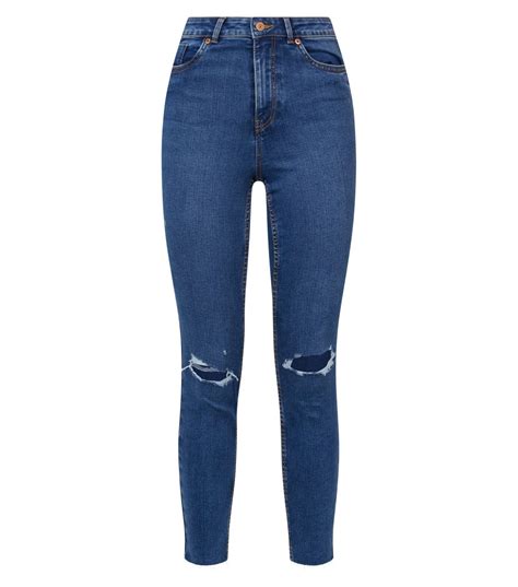Women S Blue Mid Wash Ripped Skinny Jeans Aa Sourcing Ltd