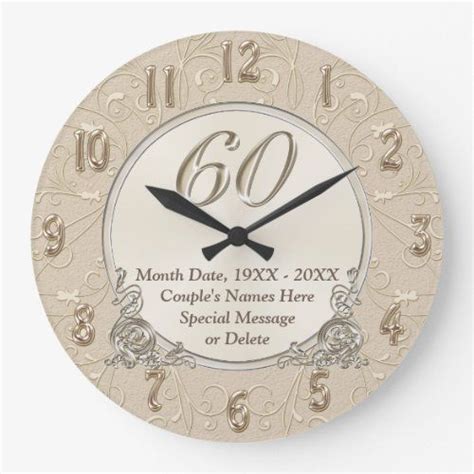 Th Anniversary Clock With Your Text Or Delete It Zazzle Th