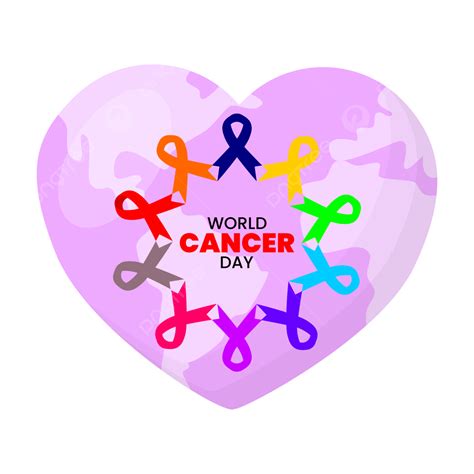 World Cancer Day Poster With Cute Heart Shape Earth Decoration World