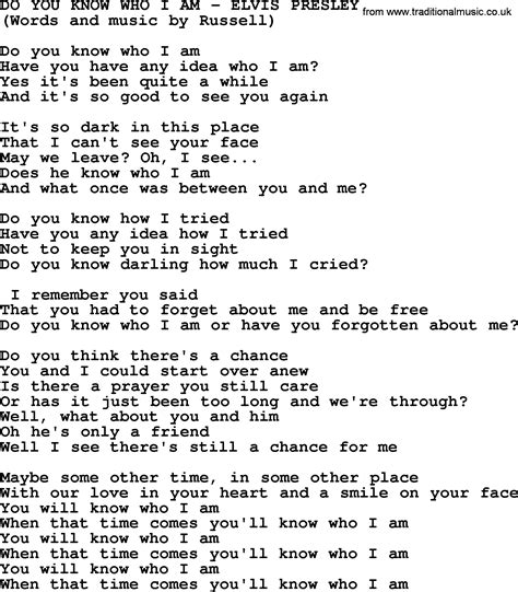 Do You Know Who I Am By Elvis Presley Lyrics C63