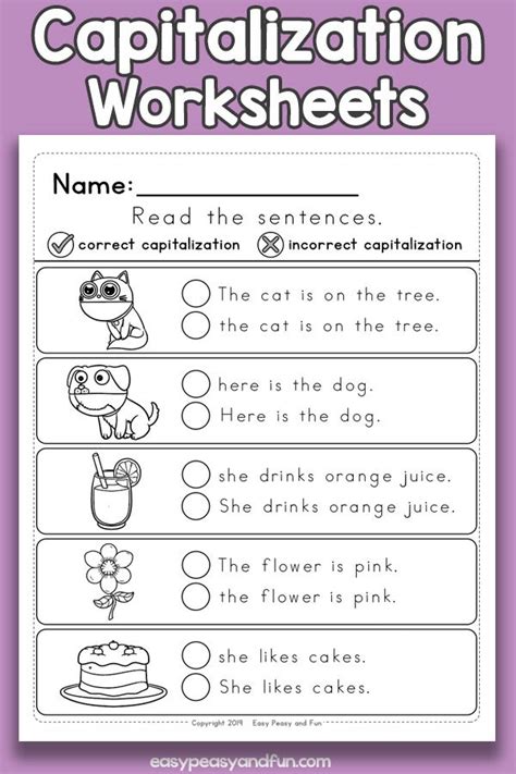 Capitalization Worksheet For Kindergarten