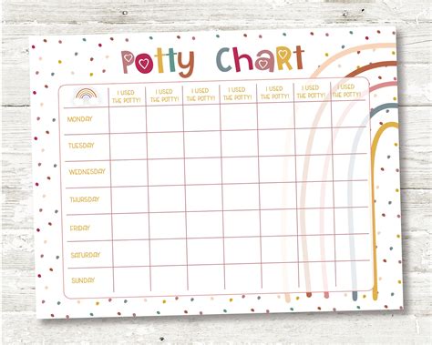 Rainbow Potty Training Chart Potty Chart For Girls Potty Etsy