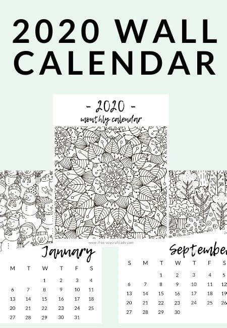 Free Printable 2020 Adult Coloring Calendar The Crazy Craft Lady