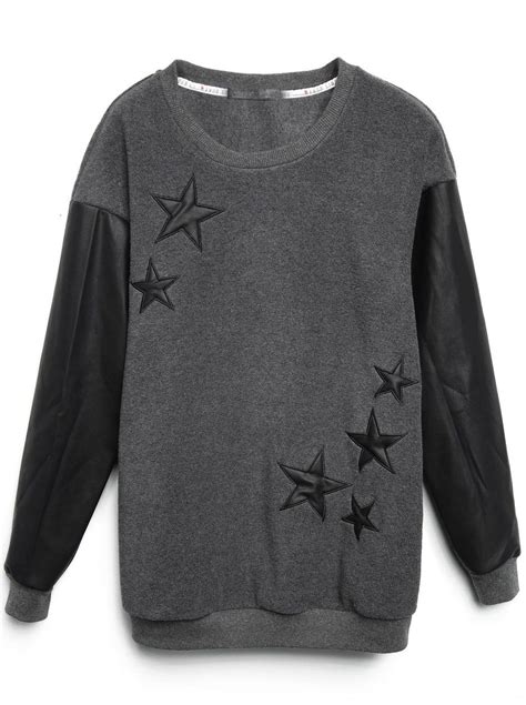 Dark Grey Star Pattern Sweatshirt Sweatshirts Sweatshirts Pattern