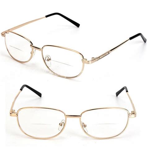 Fashion Bifocal Lens Rimmed Men S Reading Glasses Gold Metal Frame Eyeglasses Ebay