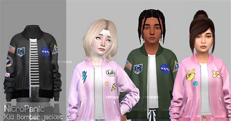 Kid Uni Bomber Jacket For The Sims 4