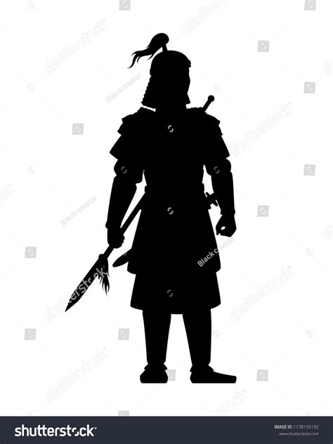 Ancient China Warrior His Weapon Isolated Stock Vector Royalty Free